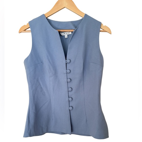 Rampage Tops - Vintage Rampage Tailored Waistcoat Vest Blue Button Front Size 7 Dark Academia